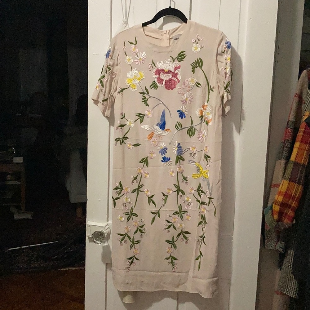 ASOS embroidered blush dress